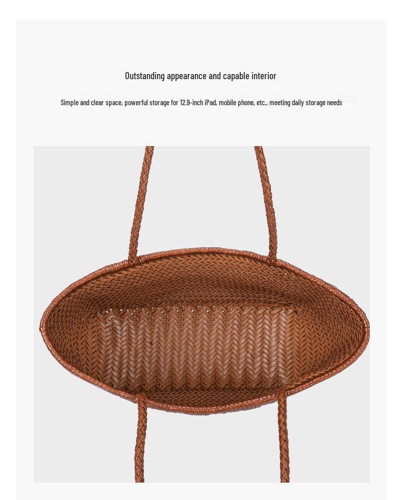 Geweven Koeienhuid Mandtas in Drakenstijl: Handtas van echt leer voor dames, grote capaciteit, retro design