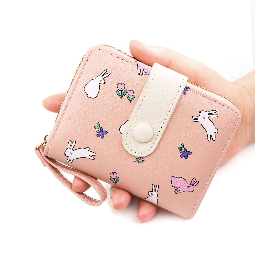 Multi-card Slot Rabbit Folding Wallet Lovely PU Leather Wallet Sweet Rabbit Purse Bag  Women