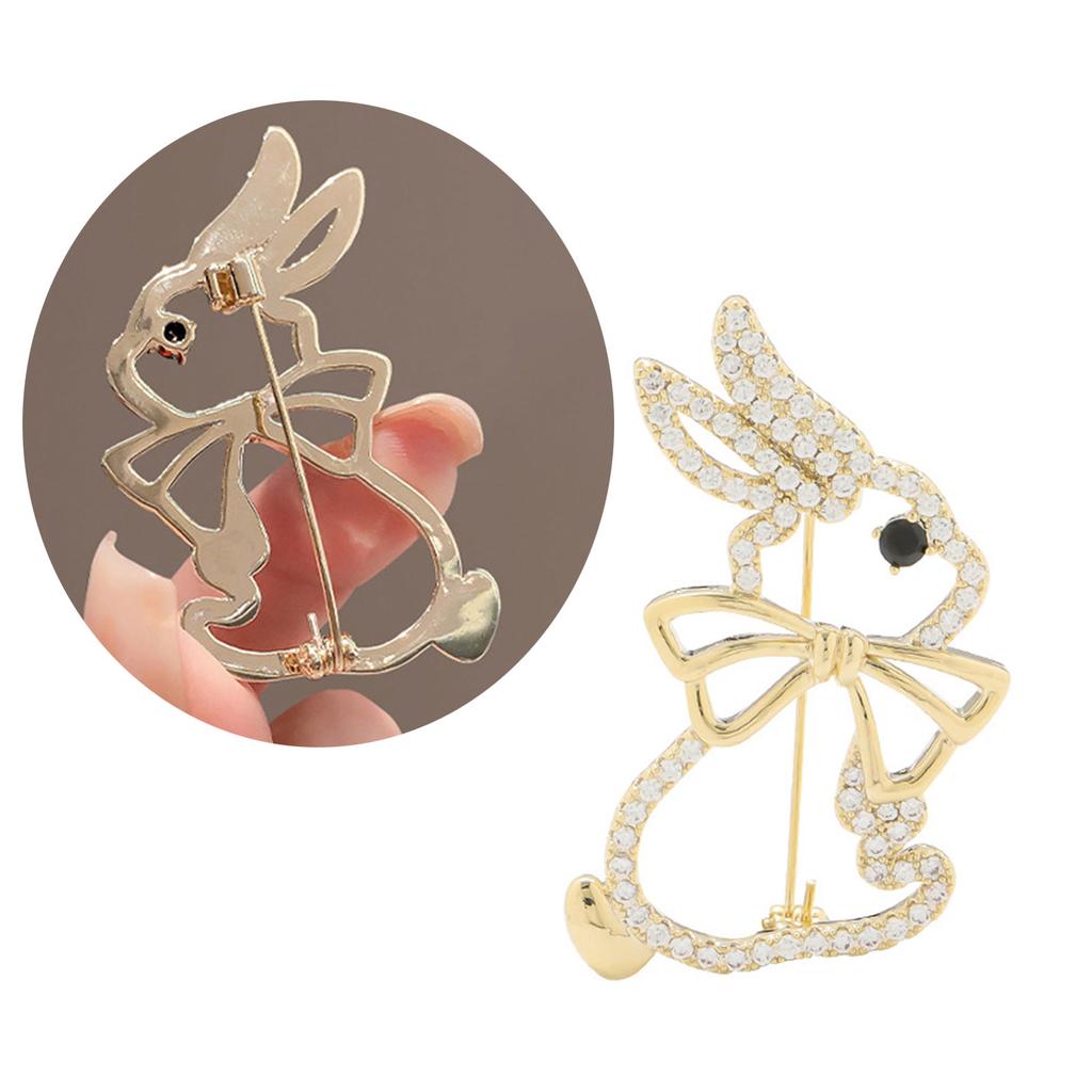 Zircon-encrusted Crystal Bowknot Cute Rabbit All-matched Brooch Fashion Temperament Corsage Pin Clothing Accessory