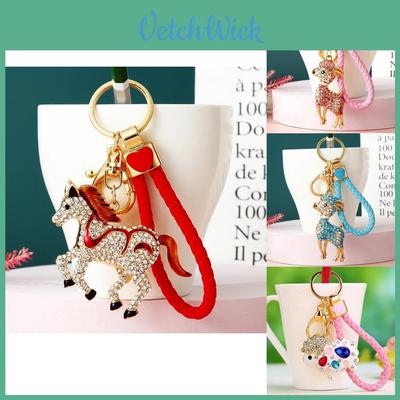 Adorable Metal Keychain Creative Little Sheep Design With Sparkling Rhinestones For Women