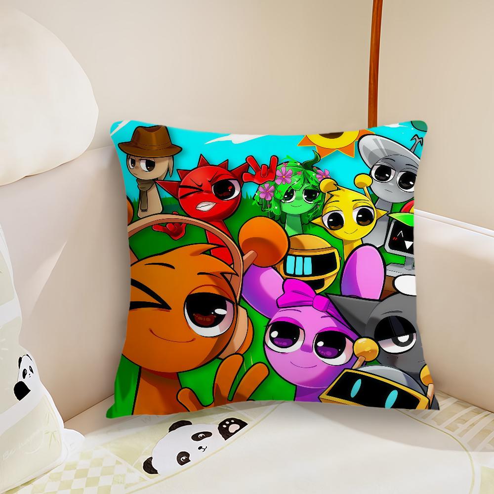 SSprunki IIncredibox yastık kılıfı Yastık Kılıfı Peluş Kumaş Yumuşak Çift Taraflı Baskı Kanepe Yastık Kılıfı Atkı Yastık Kılıfları