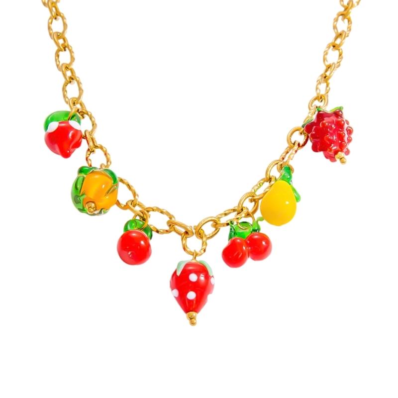 Handmade Glass Fruit Pendant Necklace Offering A Touch of Artistics and Nature Inspire Elegant for Any Outfits