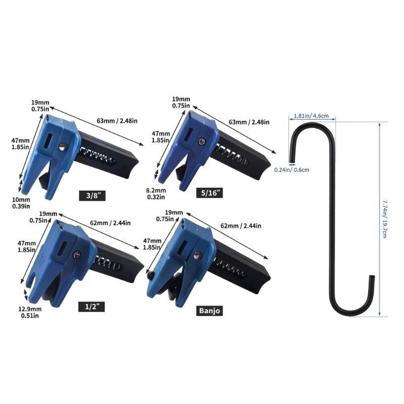 Brake Line Clamp Tool Set Spring Action Hose Control Kit with 4 Clamps for Brake System Service, Garage Repair, and Inspection Work
