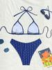 Sexy Polka Dot Laced Up Bikinis Women Split Swimsuit Beach Brazil Bikini 2026 New All Season Backless Bikinis 2 Piece Set