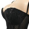X5308 Solid Color Sequin Women's Sexy See-through Camisole Bustier Dress