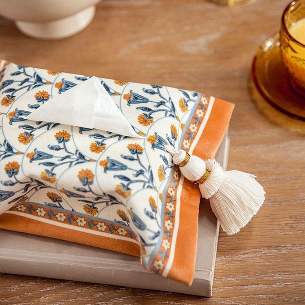 Rectangle Short Plush Tissue Bag 18x24cm Napkin Paper Box Retro Tissue Box Holder  Office