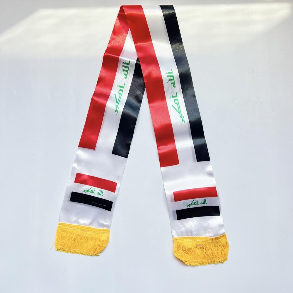 2026 USA Mexico Netherlands Scarf Flag  14x135cm Double-sided Printed Satin Iraq  Haiti France Scarf Flag