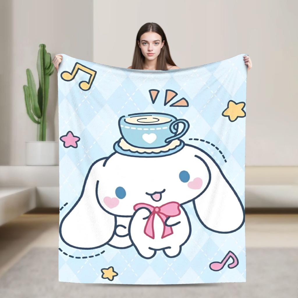 Cinnamoroll Decken Cartoon Flanell Großartige Atmungsaktive Überwurfdecken für Bett Sofa Dekoration