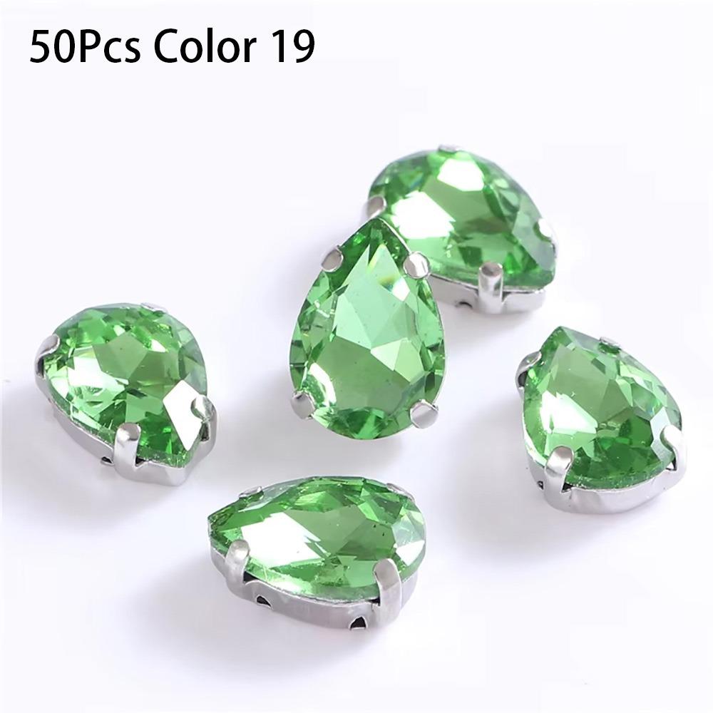 50Pcs/Pack Teardrop Shape Glitter Sewing Rhinestones Diamond Beads Ornament  For Needlework