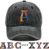 3D Artwork Alphabet A-Z Print Unisex Snapback Baseball Hat Washed Cotton Non-Stretch Fabric Baseball Cap Adjustable Sun Hat