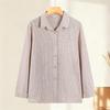 Spring Plaid Cotton Shirt for Young, Middle-Aged, and Elderly Women: Long-Sleeve Casual Wear