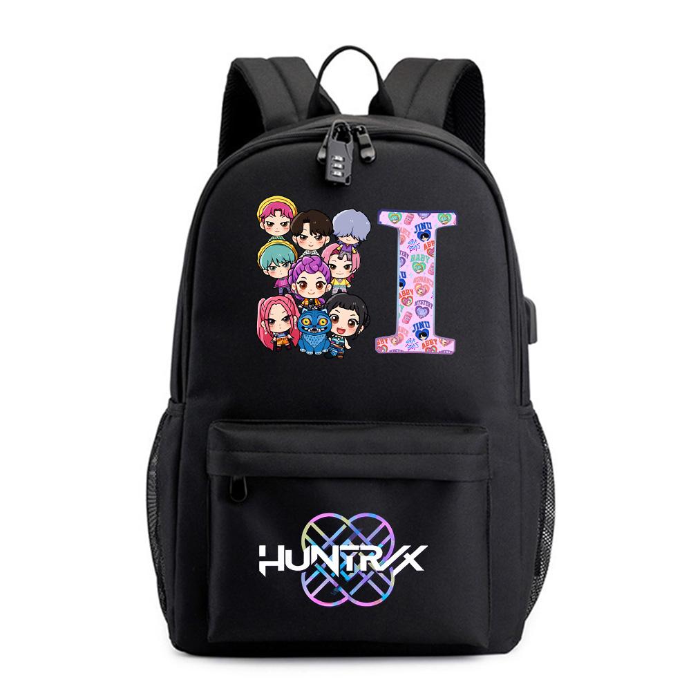 26 English Letter K-Pop Printed Backpack for Teenager Student Girl Boy Bookbag Schoolbag Women Large Capacity Waterproof Travel Bag Kid Gift