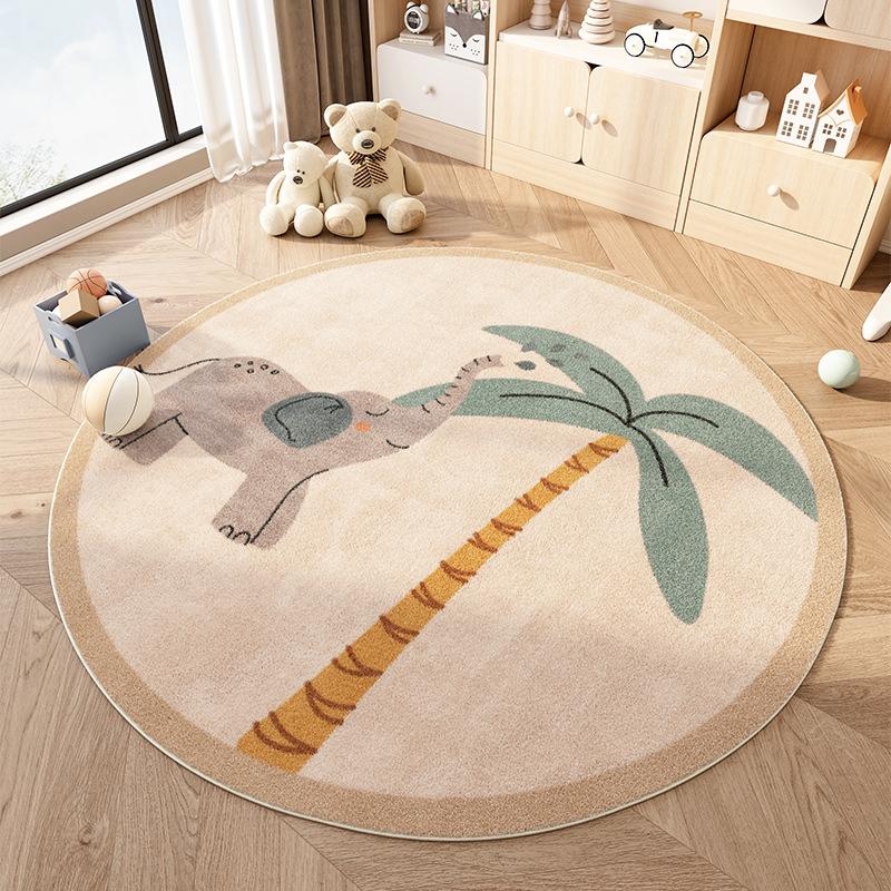 Cartoon Style Bedroom Decor Plush Carpet Home Fluffy Soft Floor Mat Cute Round Carpets for Living Room Thick Non-slip Lounge Rug