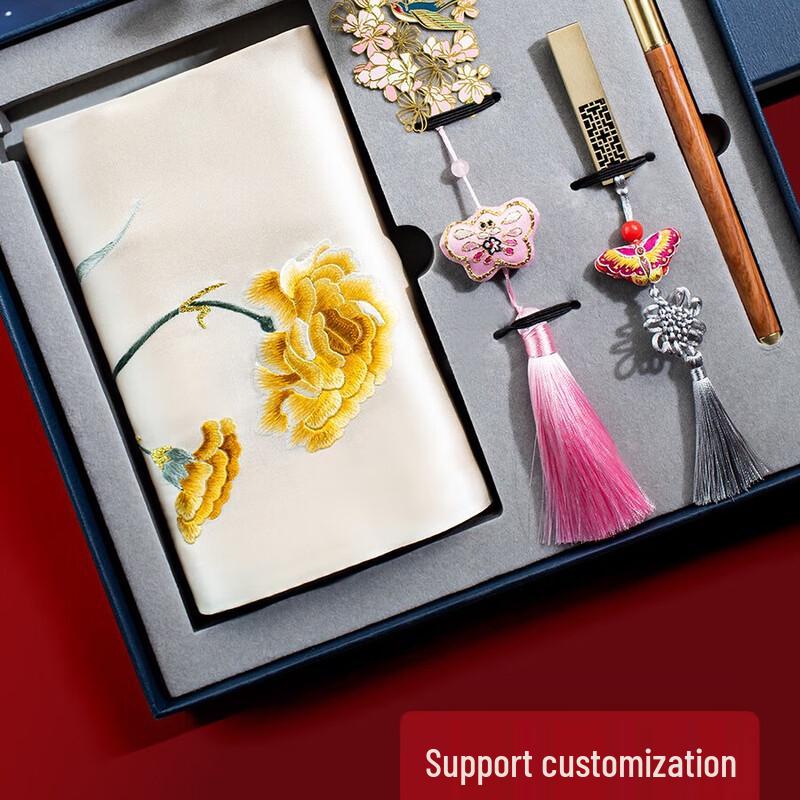 

JAYNE B Шёлковый шарф с вышивкой Сучжоу, подарочный набор