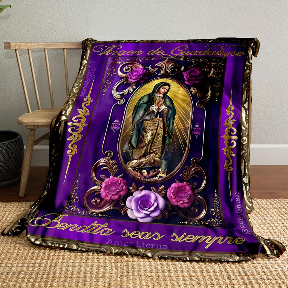 

Our Lady of Guadalupe Floral Blanket bedroom Blanket for Livingroom Couch lunch break Soft throw for Friend s festival Gift 80cm x 120cm