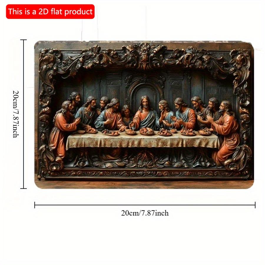 2d Flat 30*20cm, Vintage Last Supper Wooden Sign, Rustic Wooden Wall Art, Indoor Outdoor Use, Wooden Material, for Home, Kitchen, Garden, Bedroom, Bar