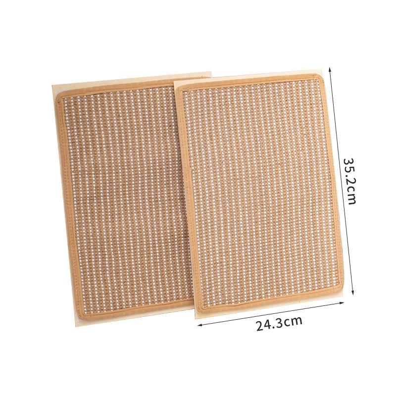 Two-Story Cat Bed with Rattan Mat, Sisal Scratching Post & Solid Wood Frame