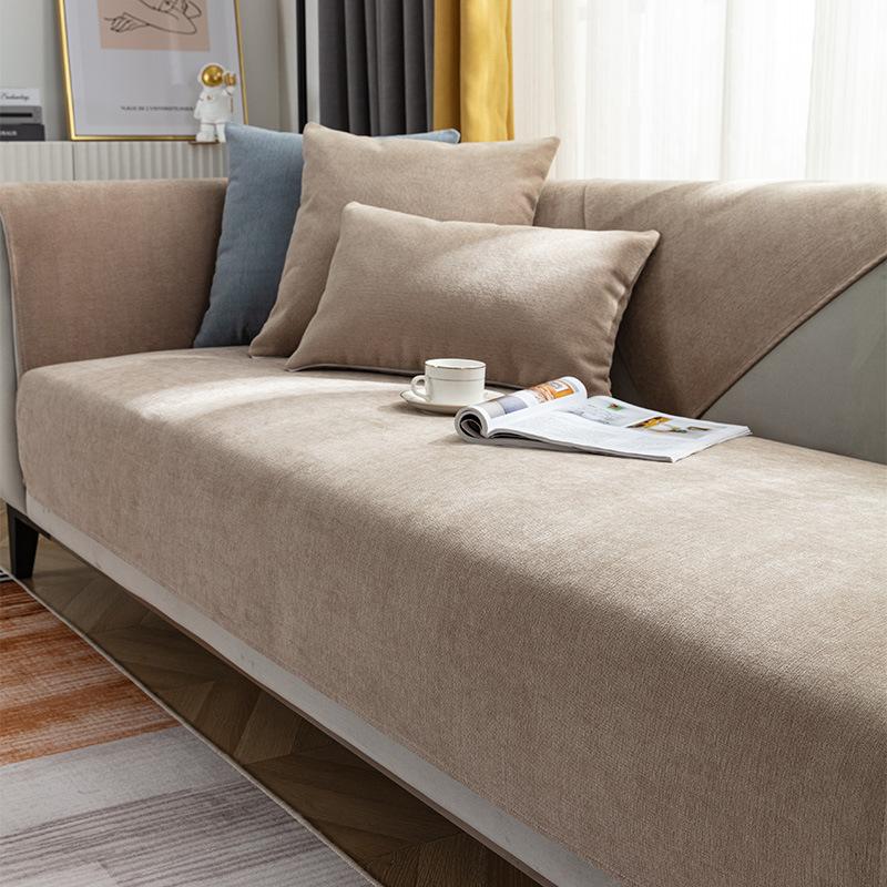 Four Seasons Universal Sofa Cushion Chenille Non-slip Simple Modern Scandinavian Solid Color High-grade Gray Sofa Cover Cover Towel
