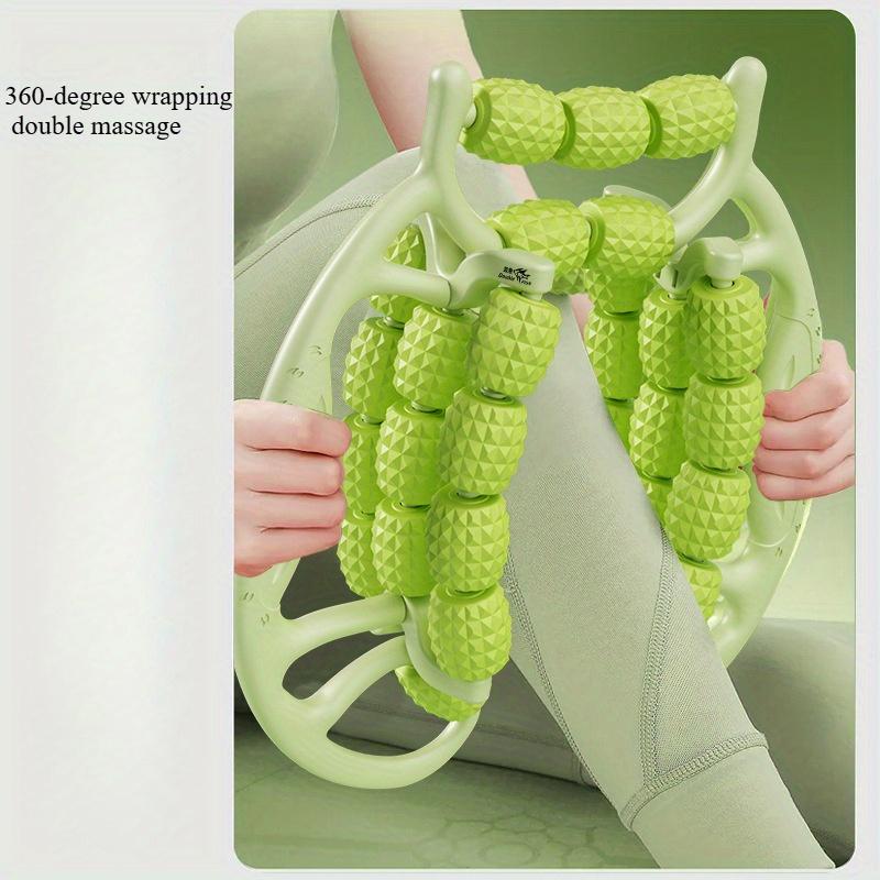 29-Wheel Leg Massager for Muscle Relief - Green, Multifunctional Fitness Equipment for Slimming, Calf Stretching and Relaxation, ABS Material