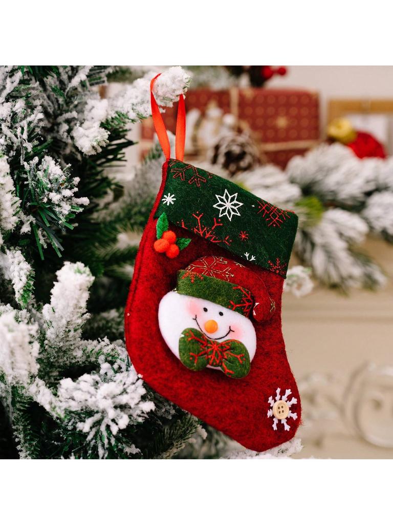 Christmas Tree Hanging Mini Stockings Decoration Small Candy Gift Bag Santa Claus Snowman Reindeer Bear Decorative Socks