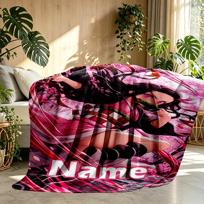Custom Name Personalized Demon Slayer Print Blanket, Home Decor, Bedroom, Sofa, Camping, Couch, Gifts for Birthday ChristmasEnthusiasts
