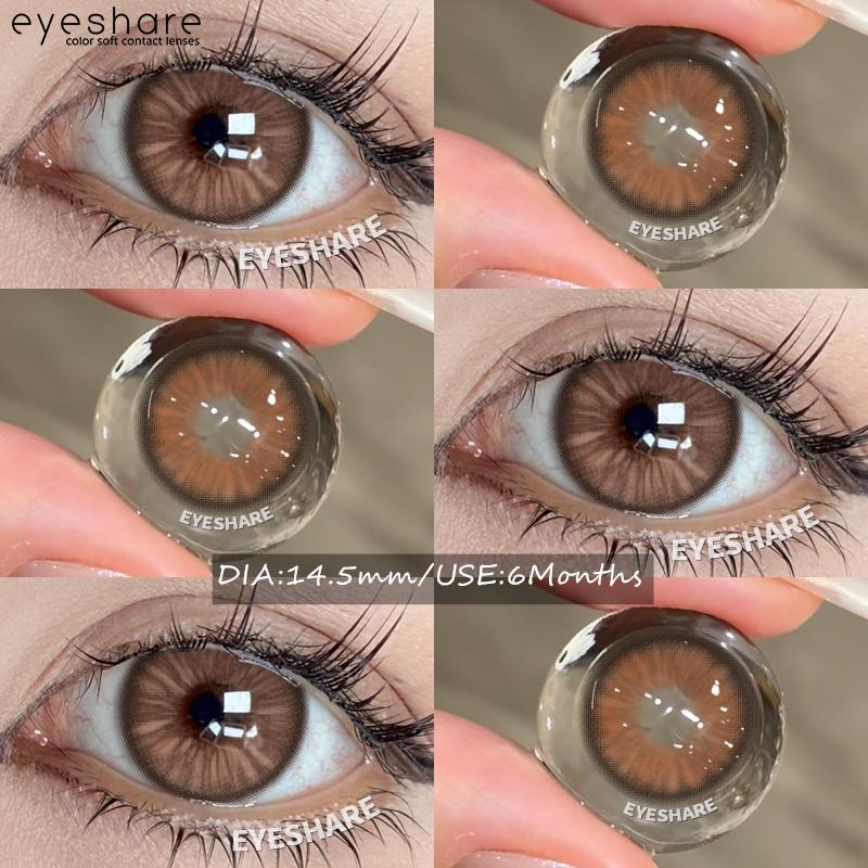 Eyeshare 2pcs NEW Colored Contact Lenses Fashion Blue Eyes Lenses Gray Beauty Pupils Brown Eyes Contacts Green Lens 6 Months Use