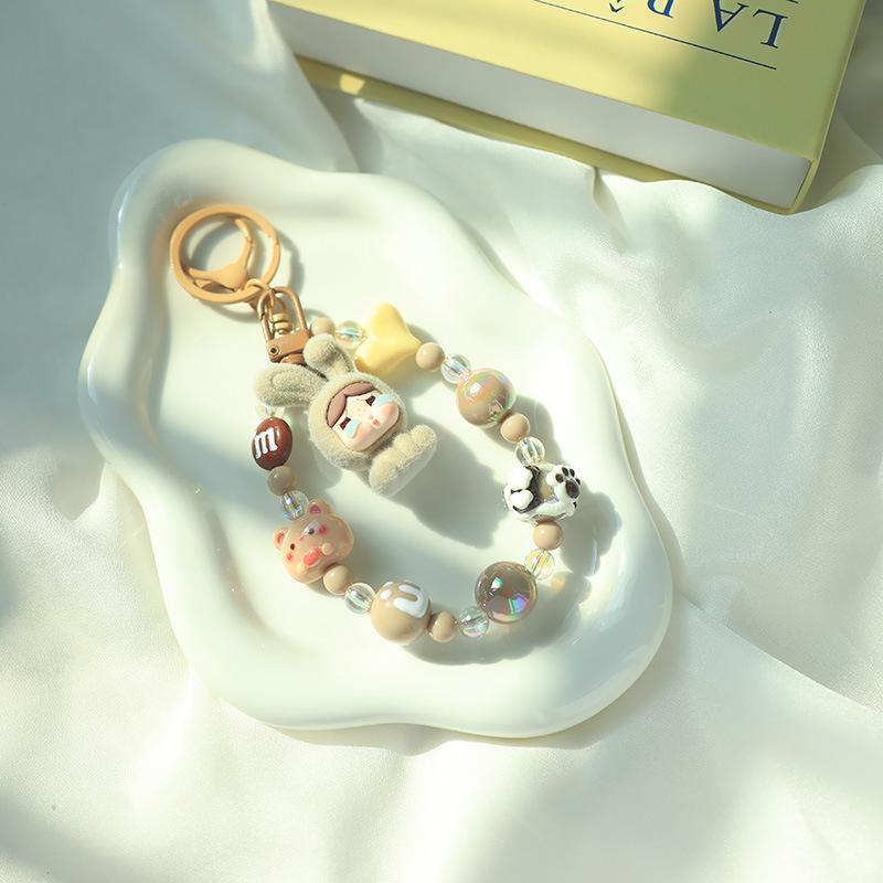 Creative Keychain Hand-painted Beaded Pendant Girl Heart Cute Backpack Bag Jewelry Pendant Gift