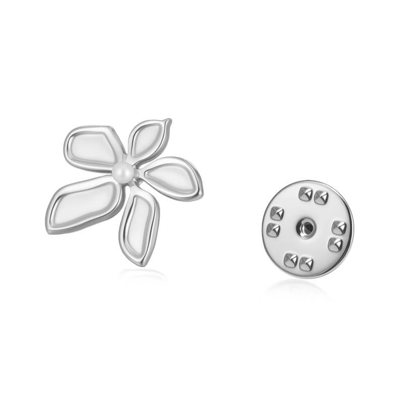 Womens Jewelry Four Petal Flower Brooch French Style Stainless Steel Gold Color Trendy Pin for Wedding Office Gift