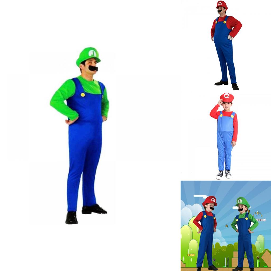 Super Mario Bros Luigi Costume For Kids And Adults Breathable Full Body Cosplay Dress With Exquisite Workmanship