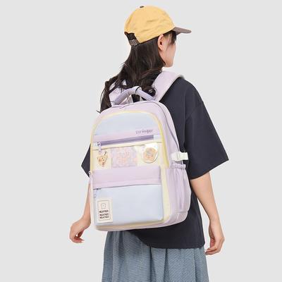 The New Schoolbag Is High-value, Fresh and Sweet, Contrasting Color Splicing Backpack, Simple and Lightweight Backpack for Junior High School Students