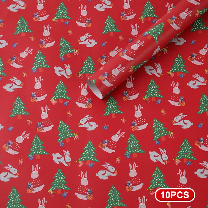 10pcsChristmas Gift Wrapping Paper Multi-purpose Portability Gift Packaging Papers Party Wedding Gift Wrapping Decoration Papers