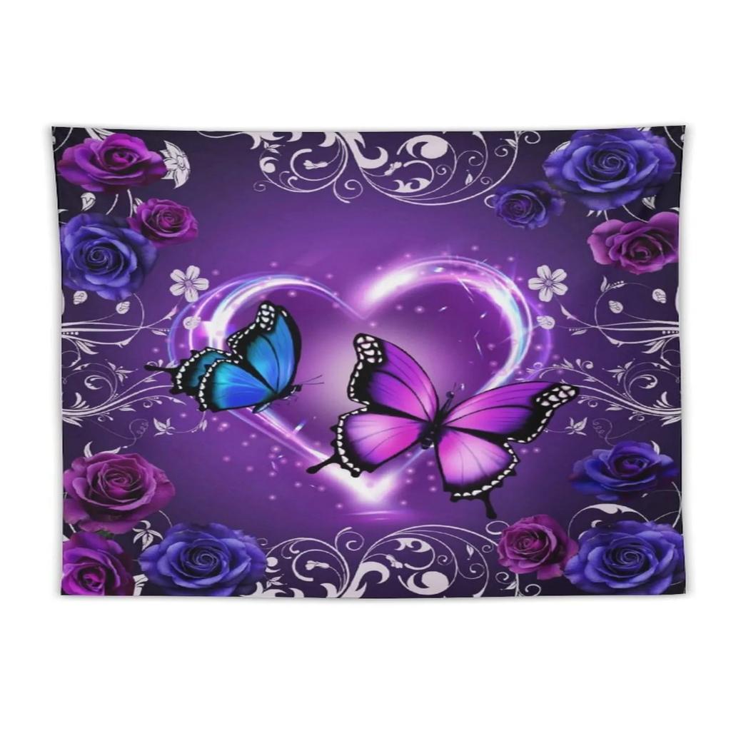 Butterfly Wall Hanging Spring Plant Floral Butterfly Tapestry for Living Room Party Beach Picnic Blankets Tablecloths Wall Decor