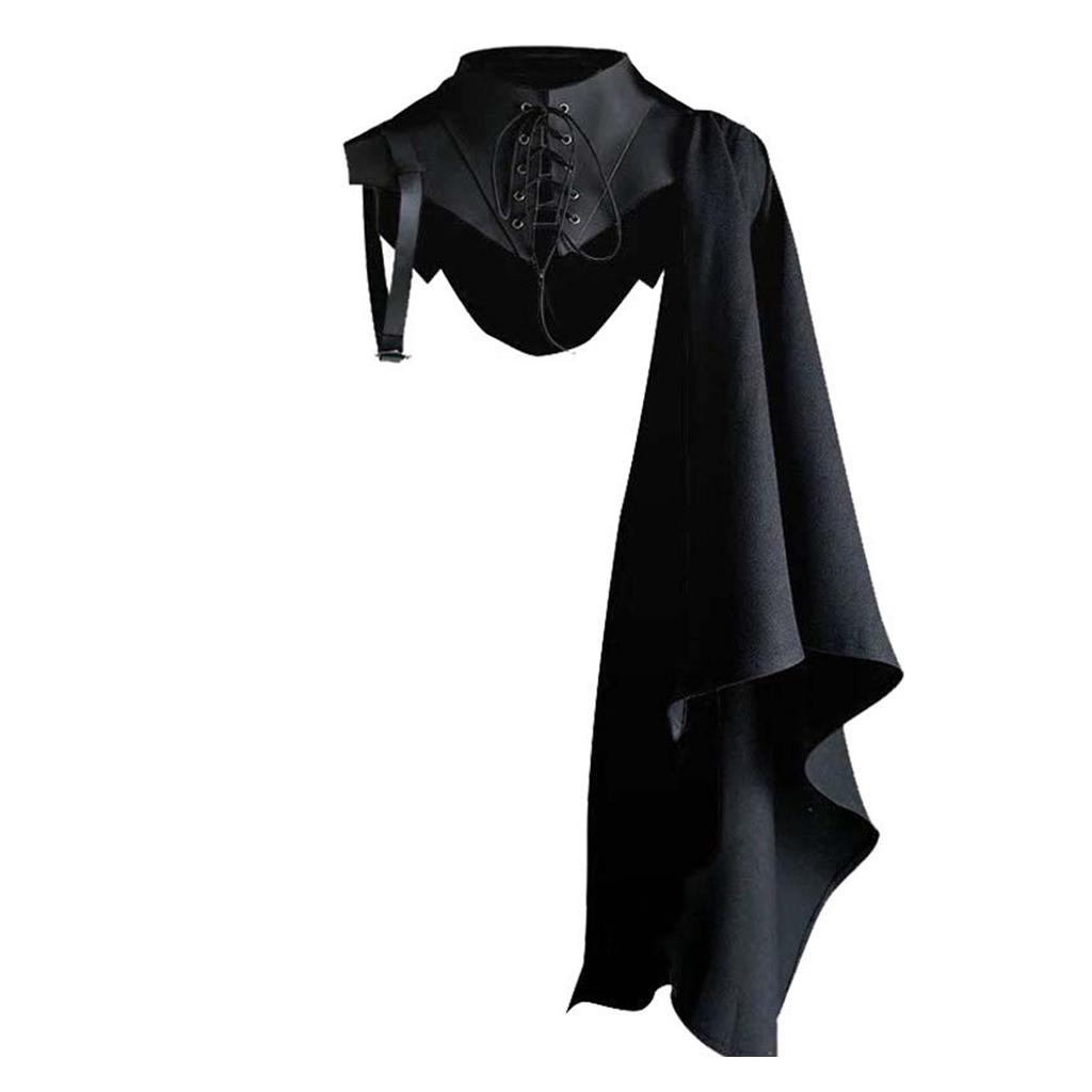 Medieval Party Anime Cosplay Costume Gothic Knight Single Sleeve Shawl Armor Viking Pirate Cloak Hooded Cape Soldier Top