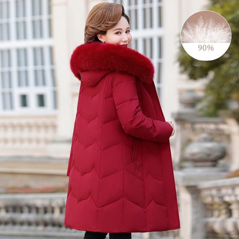 Down jacket women's new winter style middle-aged and elderly mother's wear thickened mid-length fox fur collar coat for women