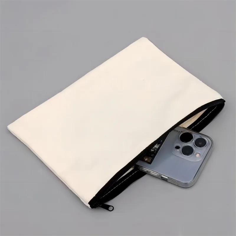 Vierkante Witte DIY Schilderen Rits Canvas Tassen Munt Geld Houder Tassen Leuke Katten Bedrukt Studenten Potlood Pen Schrijfwaren Opbergtas