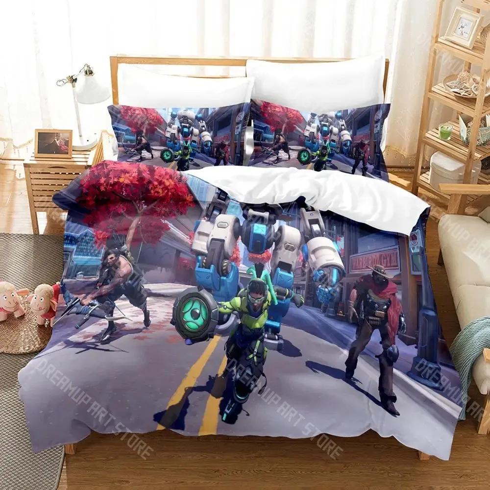 Overwatch 2 Bedding Set Boys Girl Twin Queen King Size Duvet Cover Pillowcase Bed Boys Adult Home Textiles