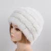 Hot Sale Women Knitted Real Rabbit Fur Hats Ladies Winter Warm Fluffy Genuine Rabbit Fur Caps Outdoor Good Elastic Fur Cap