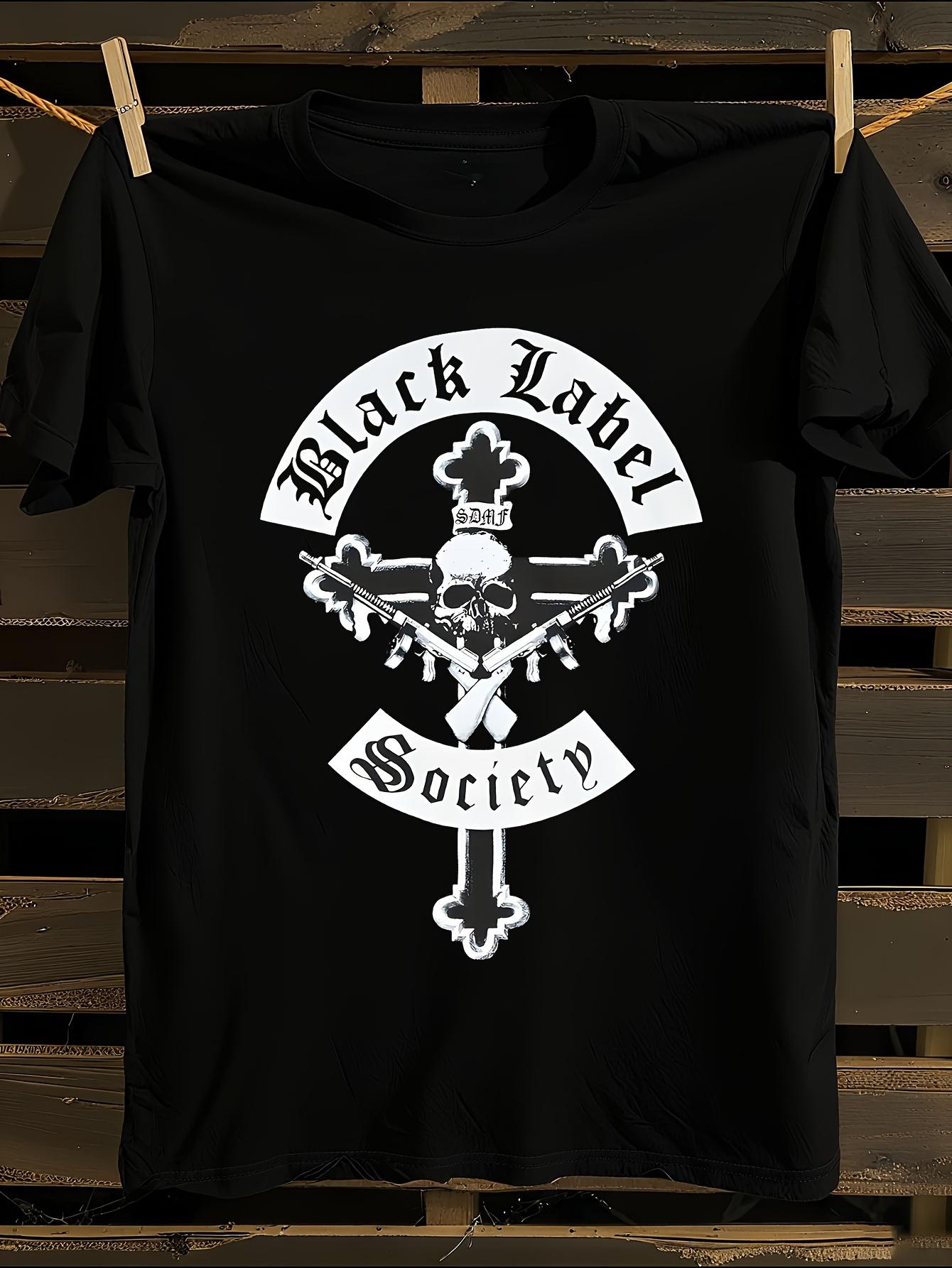 Black Label Society Mafia Graphic T-Shirt Mens Tshirt Womens Tshirts with Letters Print Short Sleeves T-Shirt Casual Street Tee Shirt Top XL