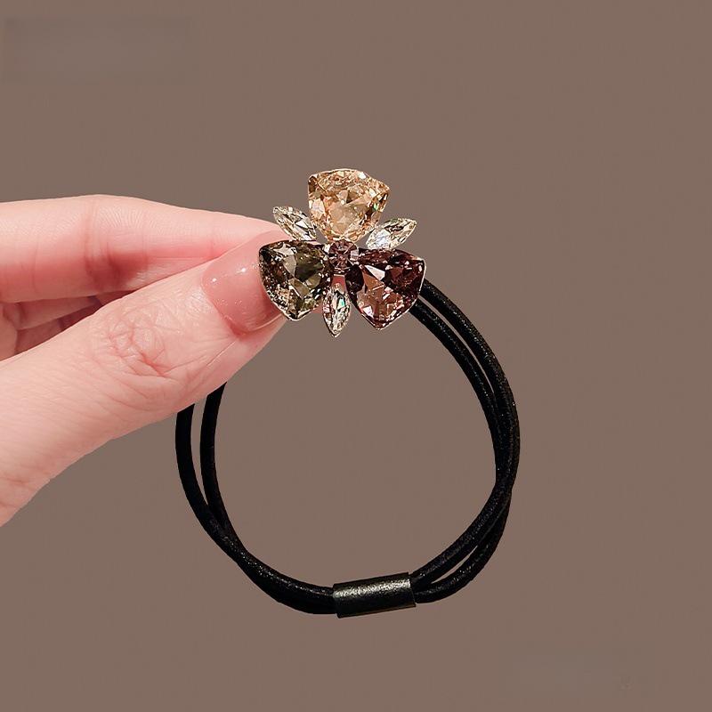 Exquisite Forest Style Butterfly Crystal Hair Ties - Durable Rubber Bands for Women