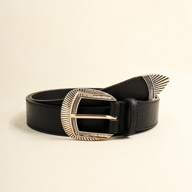 Stylish Buckles Belt Ladies Western Styles Waist Belt Durable Leather Waistband for Versatiles Styling