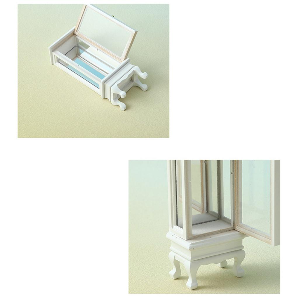 1/12 Scale Miniature Glass Door Cabinet For Dollhouse Decoration And Collectible Display Accessories Scene Decors