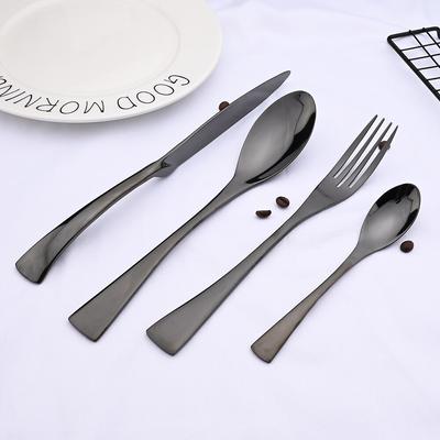 Conjunto de talheres de cozinha preto 4 peças, aço inoxidável 304, faca, garfo, colher de chá, conjunto de talheres, espelho polido, conjunto de talheres de família