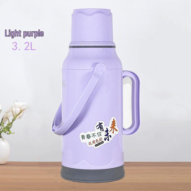 Large Leather-Covered Thermos Flask for Home or Dorm Use - Keeps Tea Warm, Plastic Exterior, Ideal for Students