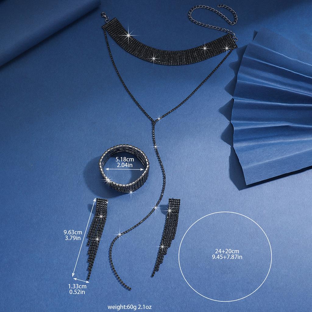 Women's Fashion Necklace, Earrings, Bracelet, Zircon Set Suitable for Wedding, Party, Festival Gifts-8094