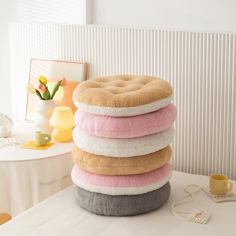 Lamb Velvet Chair Cushion Round Super Soft Ground Buttocks Futon Bedroom Bay Window Tatami Stool Cushion Thickened Decoration
