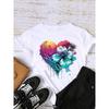 Sleeve Graphic T-shirt Women Top Print Fashion Clothing Watercolor Trend Lady Female Shirt Tee Clothes