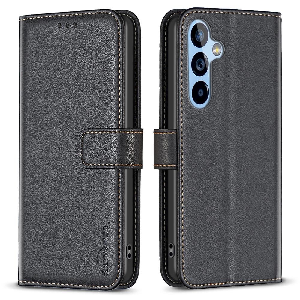 

BINFEN COLOR BF17 For Samsung Galaxy A54 5G Stand Wallet Phone Case Leather+TPU Phone Cover Black