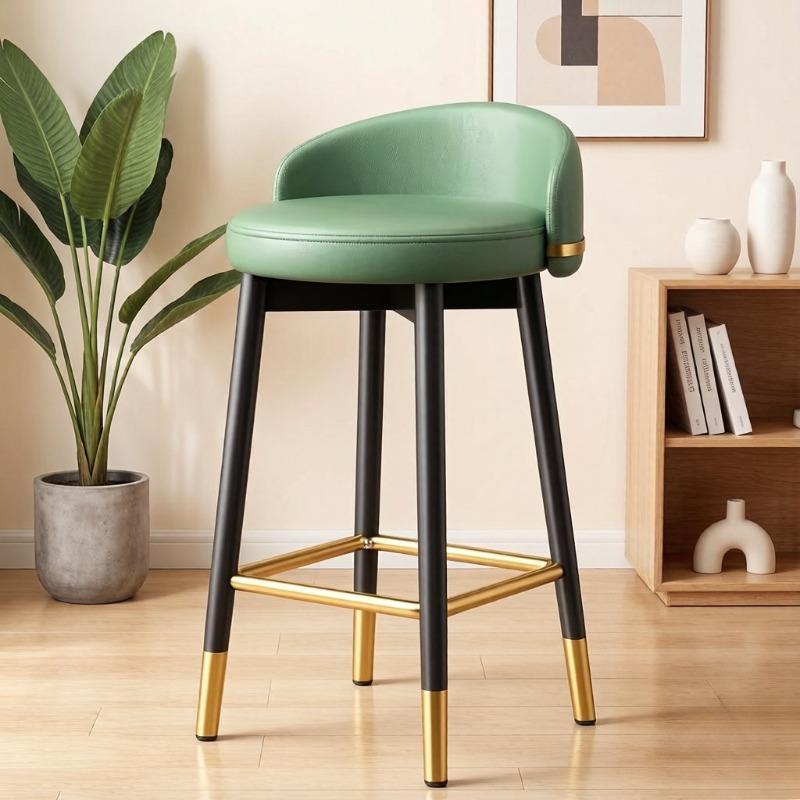 Modern Minimalist Luxury-Lite Bar Stool, High Backrest Chair for Home Island & Reception Counter
