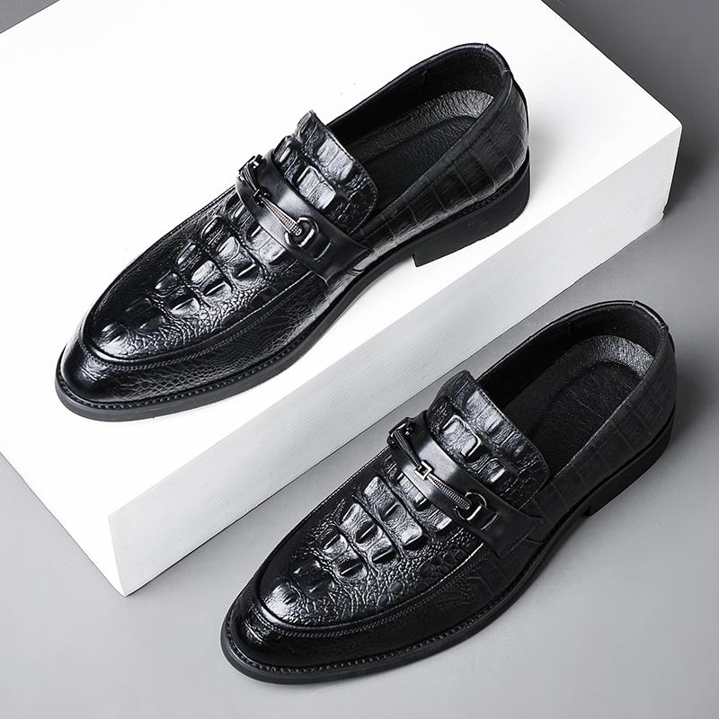 Men Loafers Leather Business Moccasin Crocodile Style Footwear Fashion Slip On Driving Casual Shoes Classical Dress Man Shoes