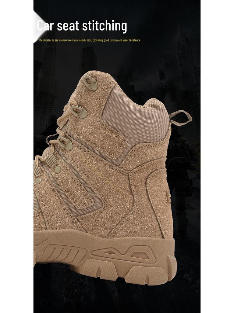 Men's Breathable Mid-Top Tactical Hiking Boots - Wear-Resistant, Large Size Military Duty Footwear